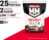 Muscle Milk 100% Whey Protein Powder, Chocolate, 5 Pound, 66 Servings, 25g Protein, 2g Sugar, Low in Fat, NSF Certified for Sport, Energizing Snack, Workout Recovery, Packaging May Vary