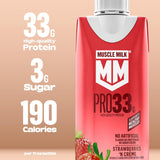 Muscle Milk Pro High Protein Shake, Strawberry, 11 fl oz Cartons, (12 Pack) Ultra Filtered Milk, 33g High Quality Protein Shake, 3g Sugar, 200 Calories, No Artificial Flavors or Artificial Sweeteners, No Added Colors