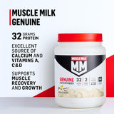 Muscle Milk Genuine Protein Powder, Chocolate, 1.93 Pounds, 13 Servings, 32g Protein, 2g Sugar, Calcium, Vitamins A, C & D, NSF Certified for Sport, Energizing Snack, Packaging May Vary