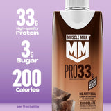 Muscle Milk Pro High Protein Shake, Chocolate, 11 fl oz Cartons, (12 Pack) Ultra Filtered Milk, 33g High Quality Protein Shake, 3g Sugar, 200 Calories, No Artificial Flavors or Artificial Sweeteners, No Added Colors