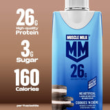 Muscle Milk High Protein Shake, Cookies 'n Creme, 11 fl oz Cartons (12 Pack) Ultra Filtered Milk, 26g High Quality Protein Shake, 3g Sugar, 160 Calories, No Artificial Flavors, No Artificial Sweeteners, No Added Colors