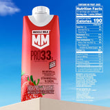 Muscle Milk Pro High Protein Shake, Strawberry, 11 fl oz Cartons, (12 Pack) Ultra Filtered Milk, 33g High Quality Protein Shake, 3g Sugar, 200 Calories, No Artificial Flavors or Artificial Sweeteners, No Added Colors